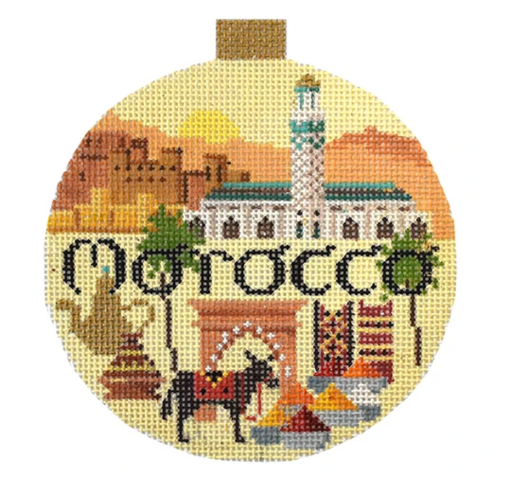 Morocco Travel Round Needlepoint Canvas - KC Needlepoint