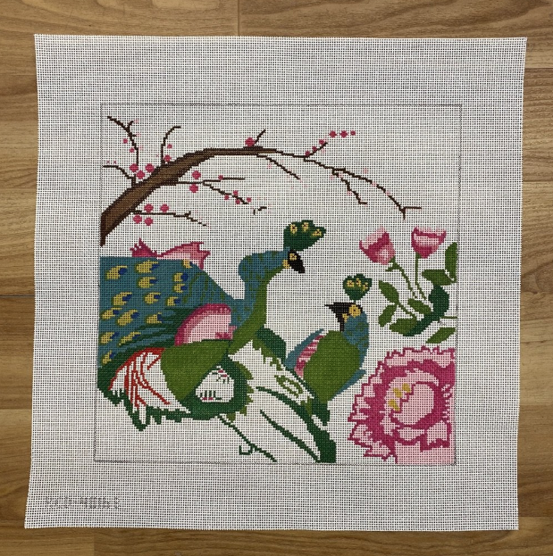 Peacocks in Love Small - KC Needlepoint