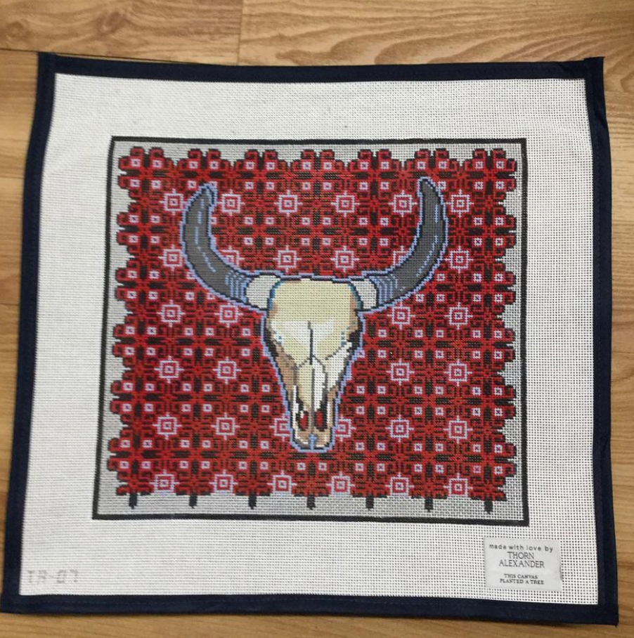 Red Longhorn Canvas - KC Needlepoint