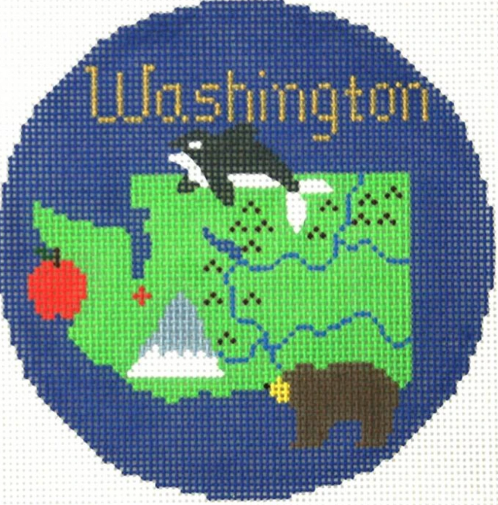Washington 4 1/4" Travel Round Needlepoint Canvas - needlepoint