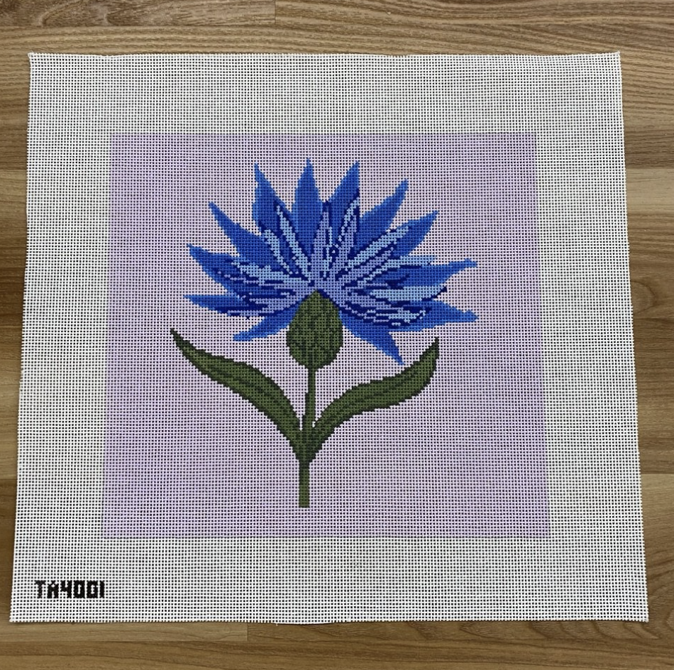 Cornflower Pillow Canvas - needlepoint