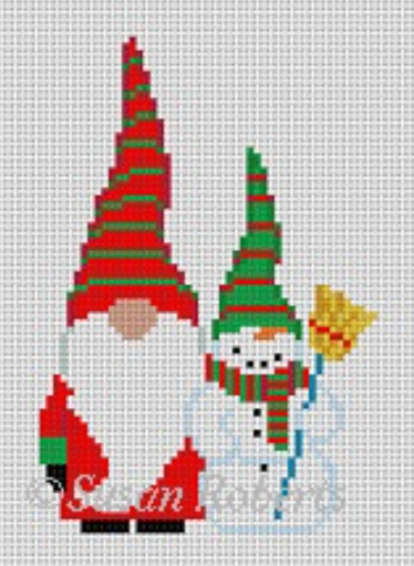 Gnome with Snowman Canvas - needlepoint
