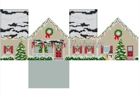 White Christmas House Mini House Canvas - needlepoint