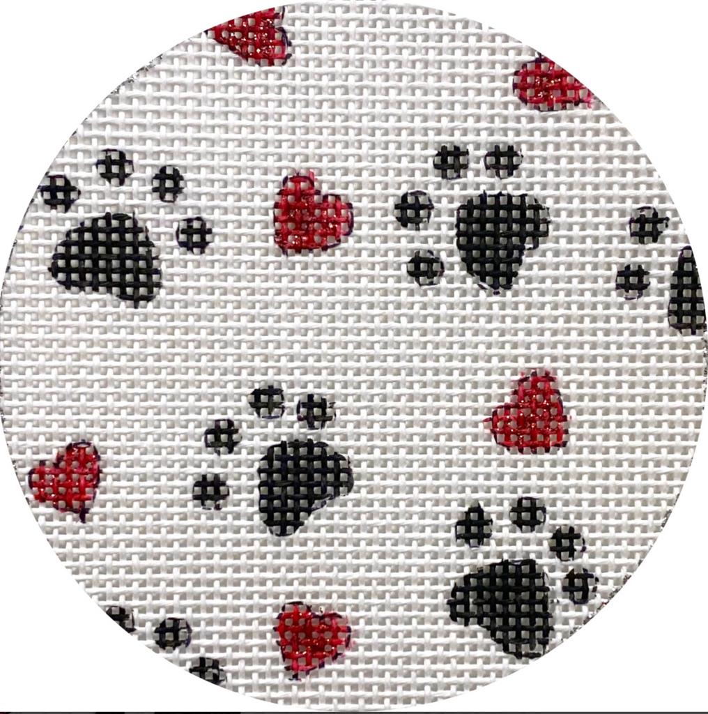 Puppy Paws and Hearts Canvas - KC Needlepoint