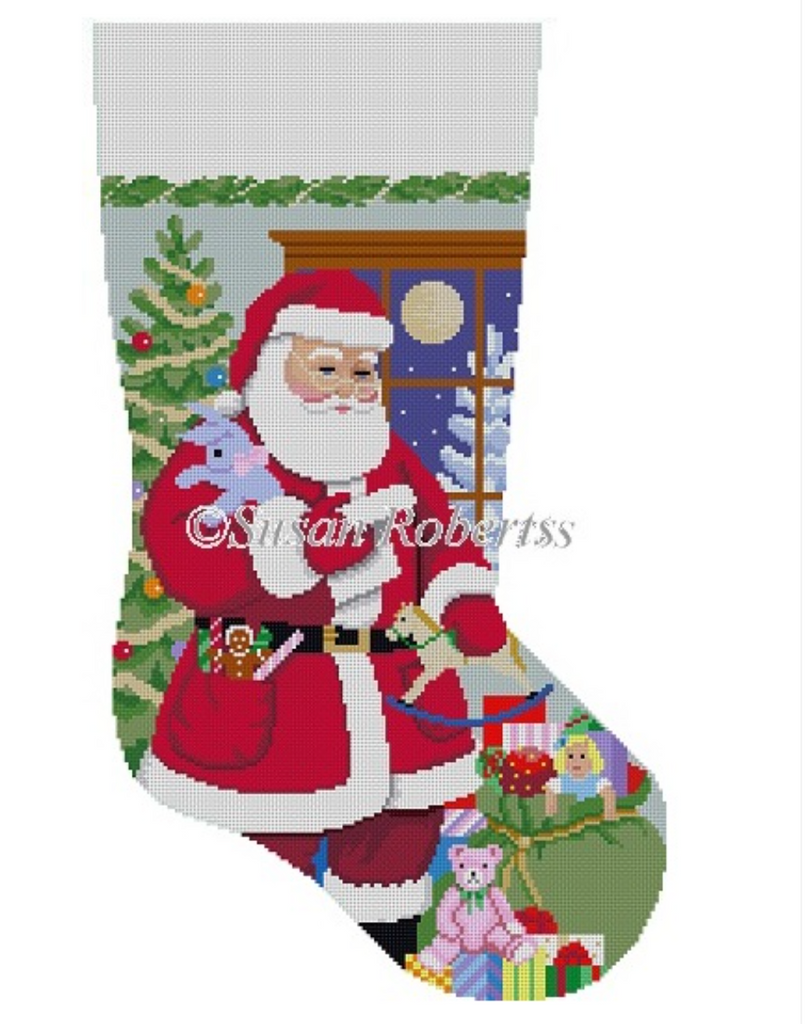 Santa's Toy Bag for Girls Stocking Canvas - KC Needlepoint