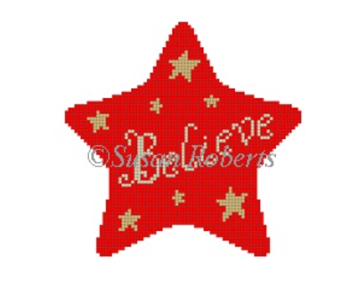 Believe Star Canvas - KC Needlepoint