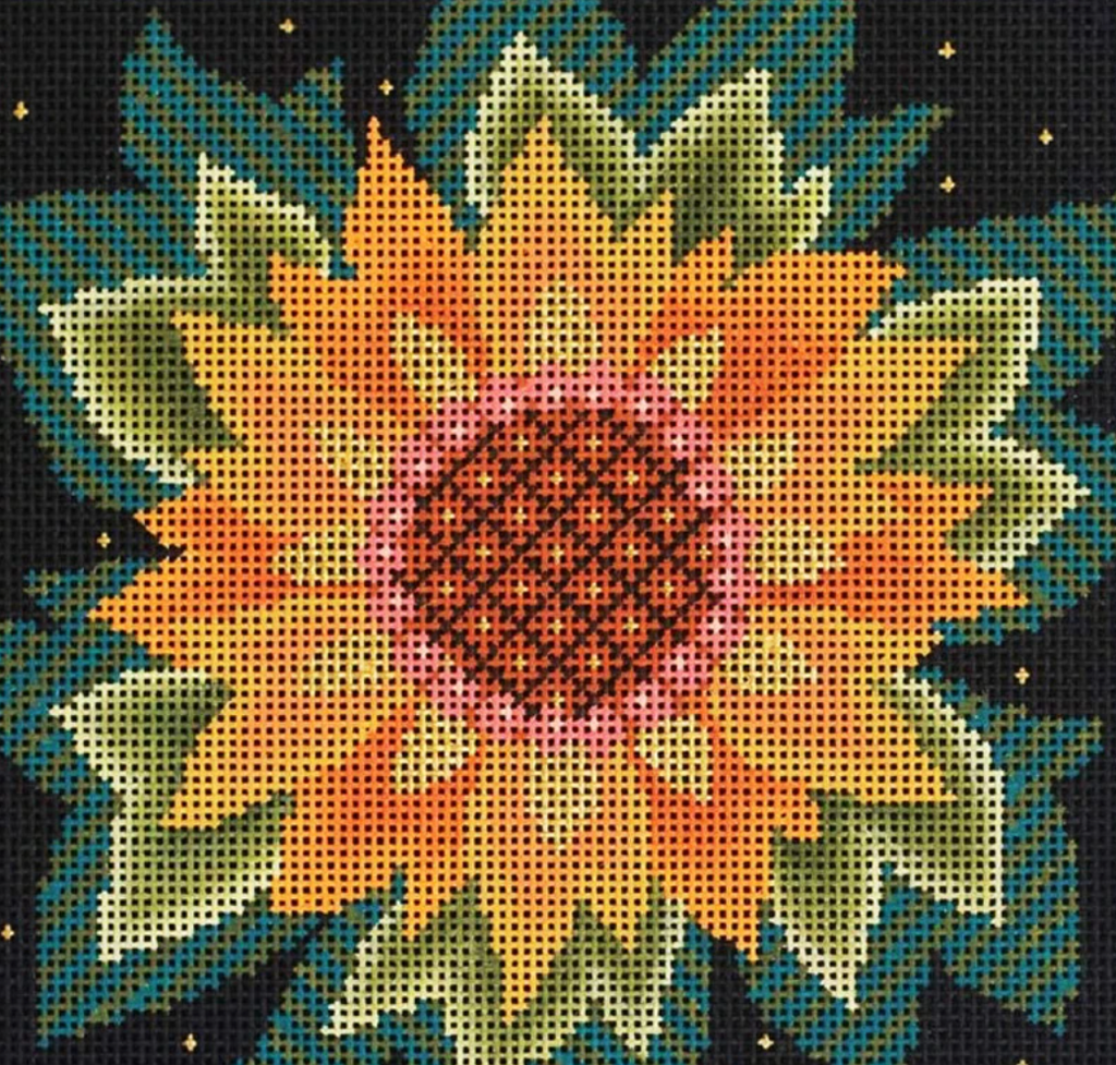 Single Sunflower Canvas - KC Needlepoint