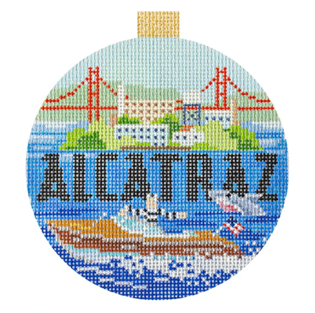 Alcatraz Round Needlepoint Canvas - KC Needlepoint