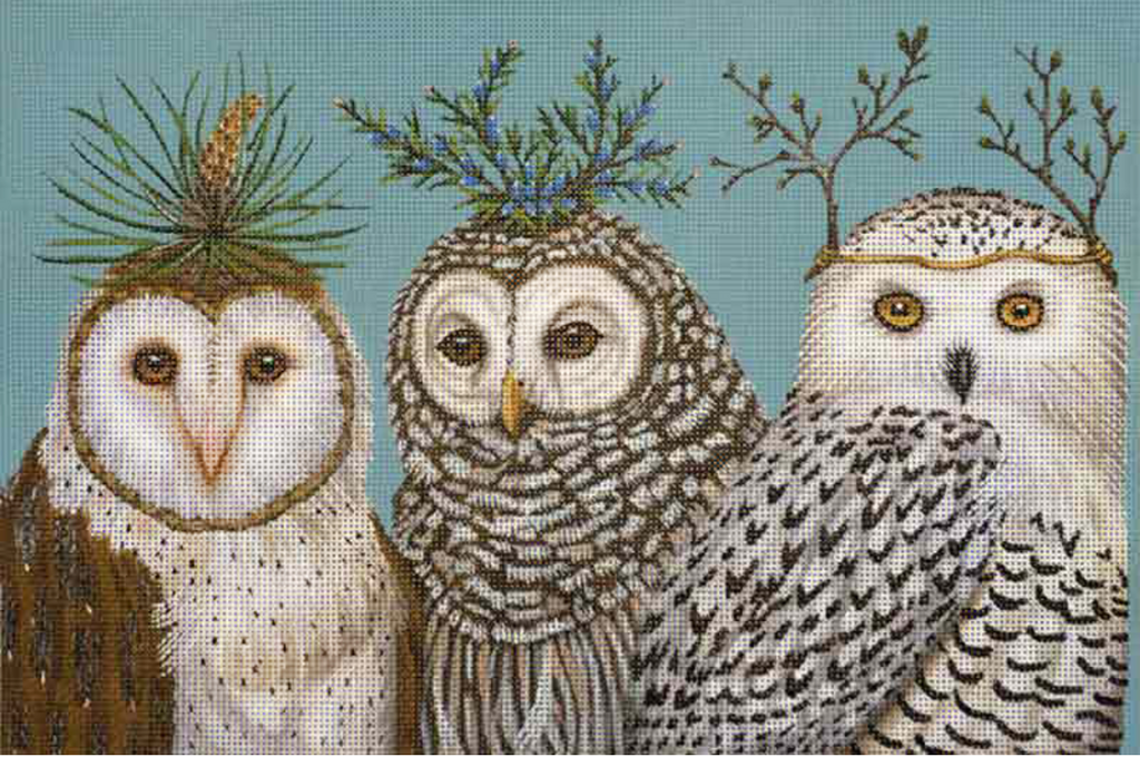 Winter Owls Needlepoint Canvas - KC Needlepoint