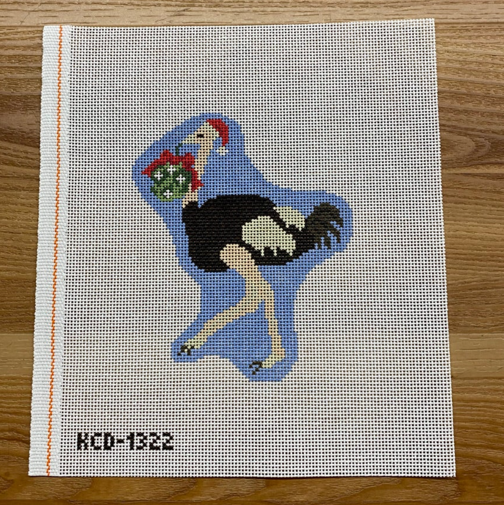 Holiday Ostrich Ornament Canvas - KC Needlepoint