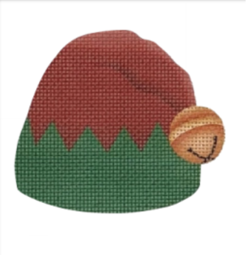 Red and Green Elf Hat Canvas - KC Needlepoint