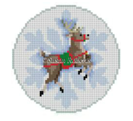 Reindeer Snowflake Round Canvas - KC Needlepoint