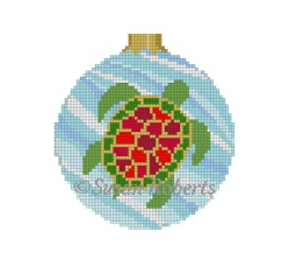 Turtle Round Canvas - KC Needlepoint