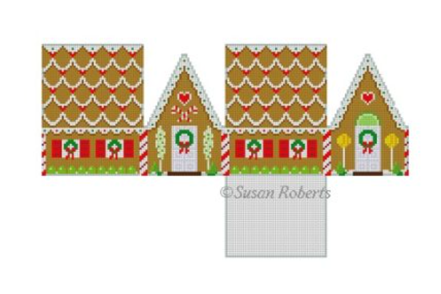 Scallop Hearts Gingerbread House Canvas - KC Needlepoint