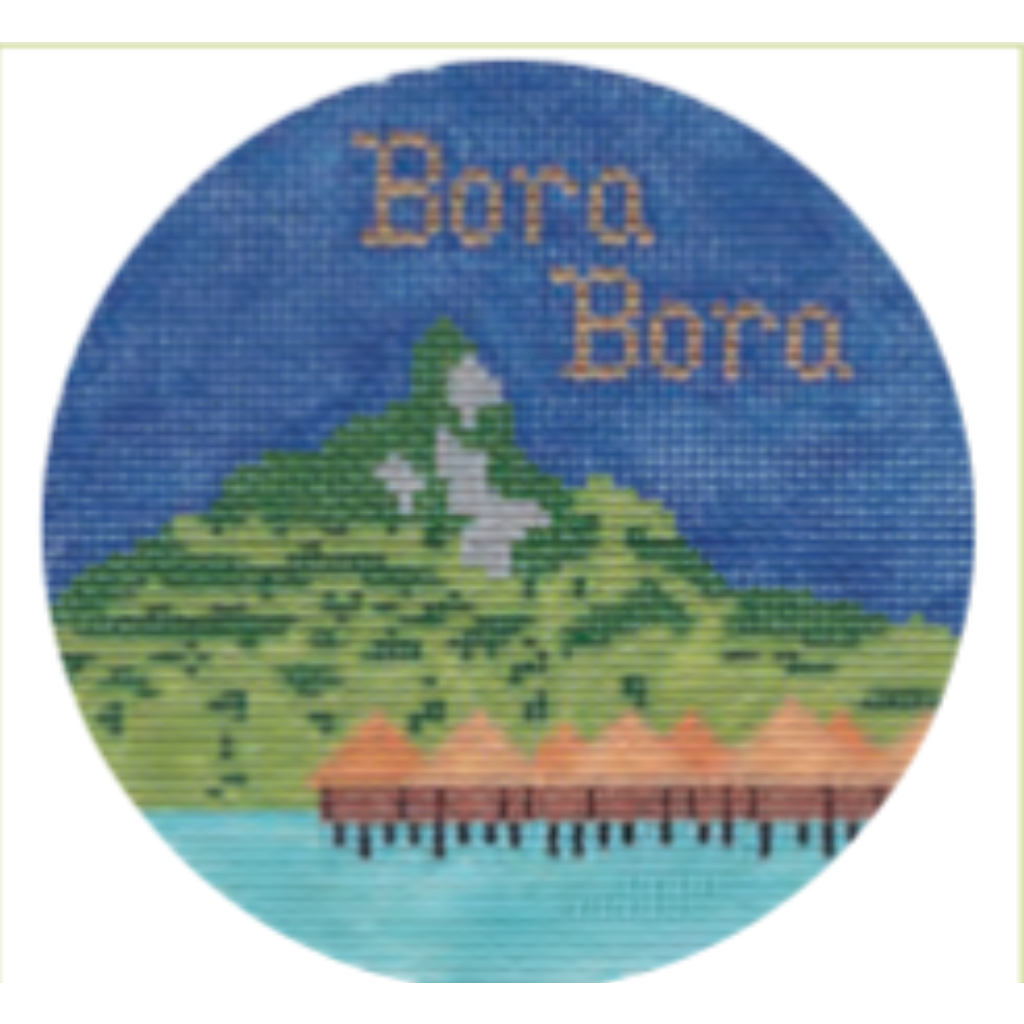 Bora Bora 4 1/4" Travel Round Needlepoint Canvas - KC Needlepoint