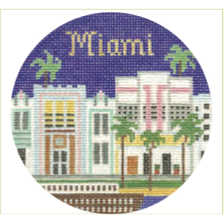 Miami 4 1/4" Travel Round Needlepoint Canvas - KC Needlepoint