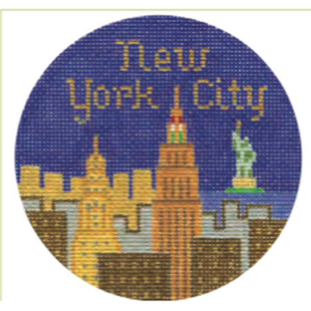 New York City 4 1/4" Travel Round Needlepoint Canvas - KC Needlepoint