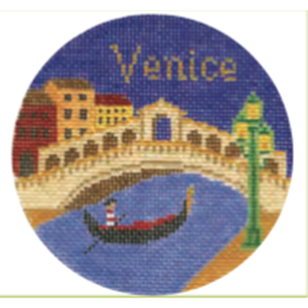 Venice 4 1/4" Travel Round Needlepoint Canvas - KC Needlepoint