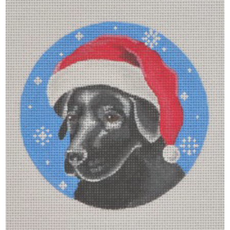Black Lab Santa Ornament Canvas - KC Needlepoint