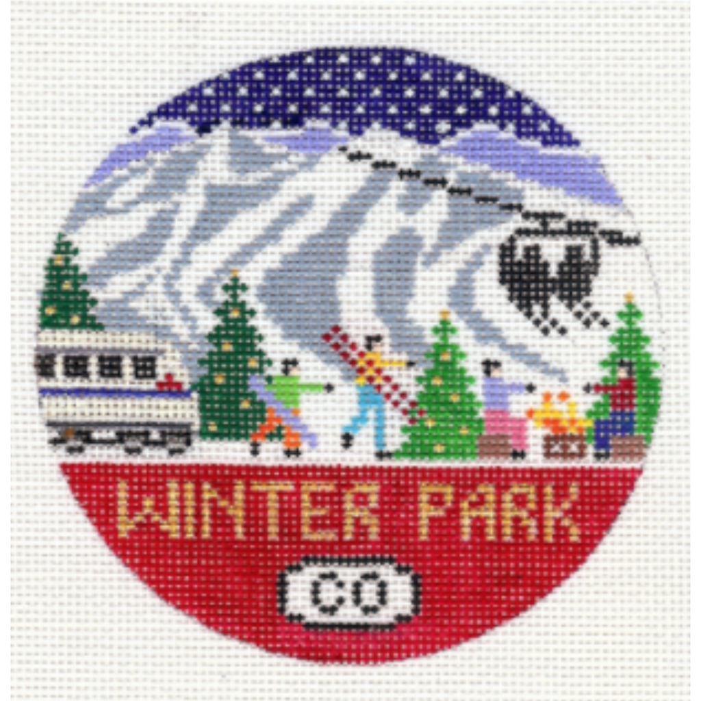 Winter Park Travel Round Canvas - KC Needlepoint