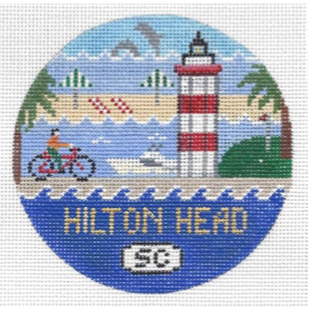 Hilton Head Travel Round Canvas - KC Needlepoint