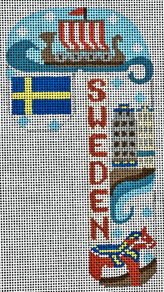 Sweden Travel Candy Cane Canvas - KC Needlepoint