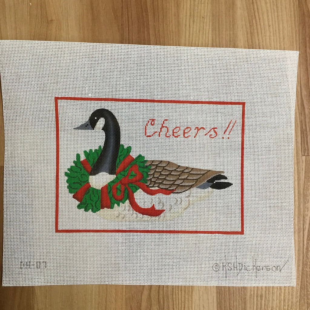 Cheers Canada Goose with Wreath Canvas - KC Needlepoint