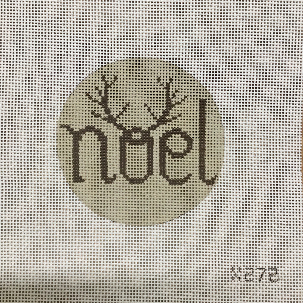 Noel Antlers Round Canvas - KC Needlepoint