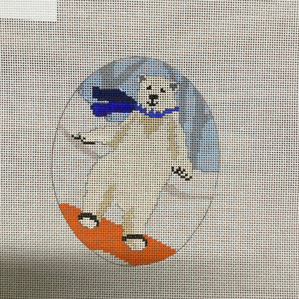 Polar Bear Snow Boarder Canvas - KC Needlepoint