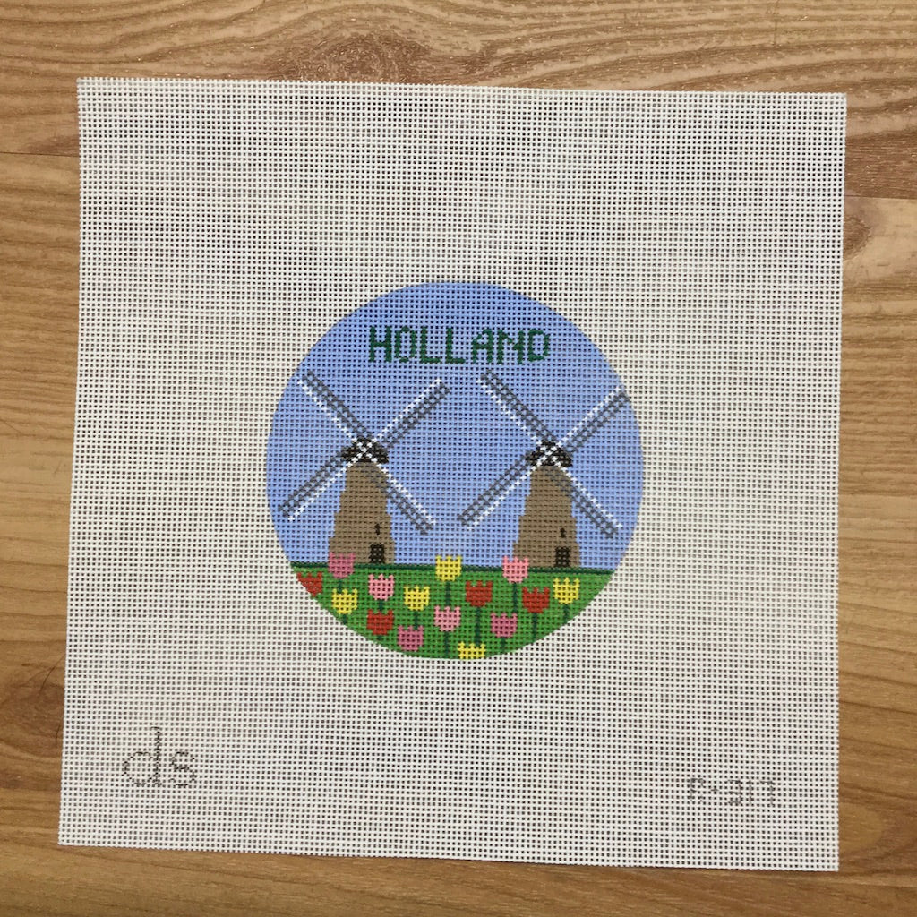 Holland Travel Round Canvas - KC Needlepoint