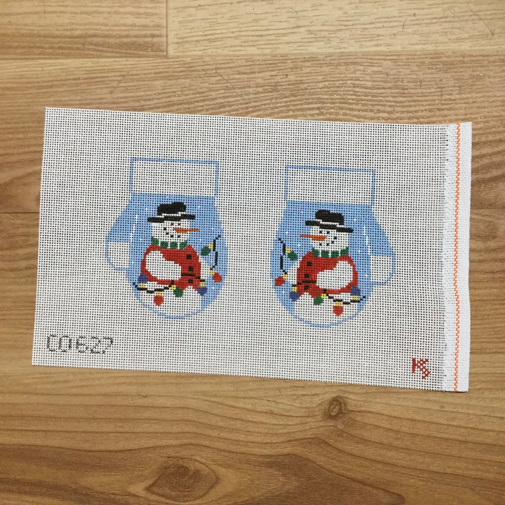 Snowman Mittens Canvas - KC Needlepoint