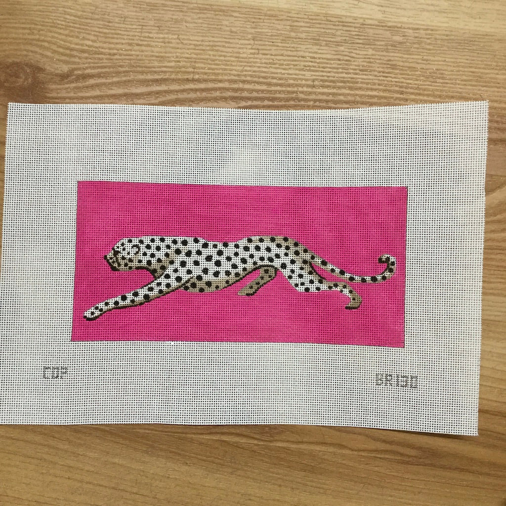 Leopard on Pink Canvas - KC Needlepoint