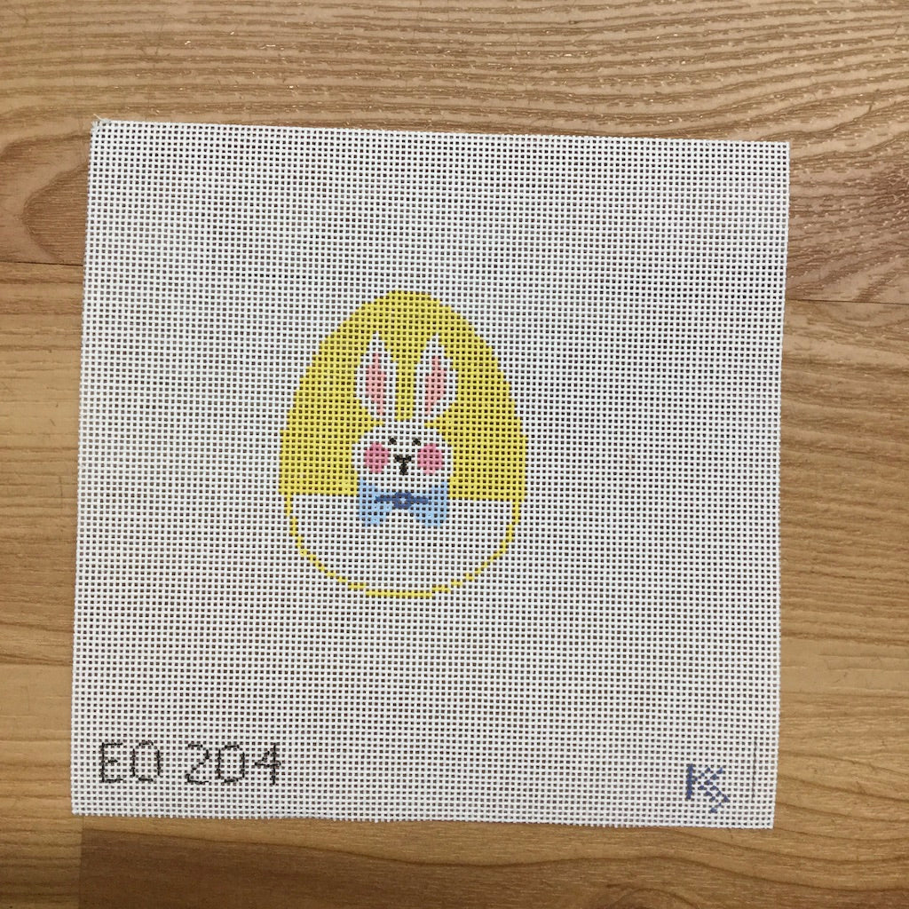 Bunny on Yellow Egg Canvas - KC Needlepoint