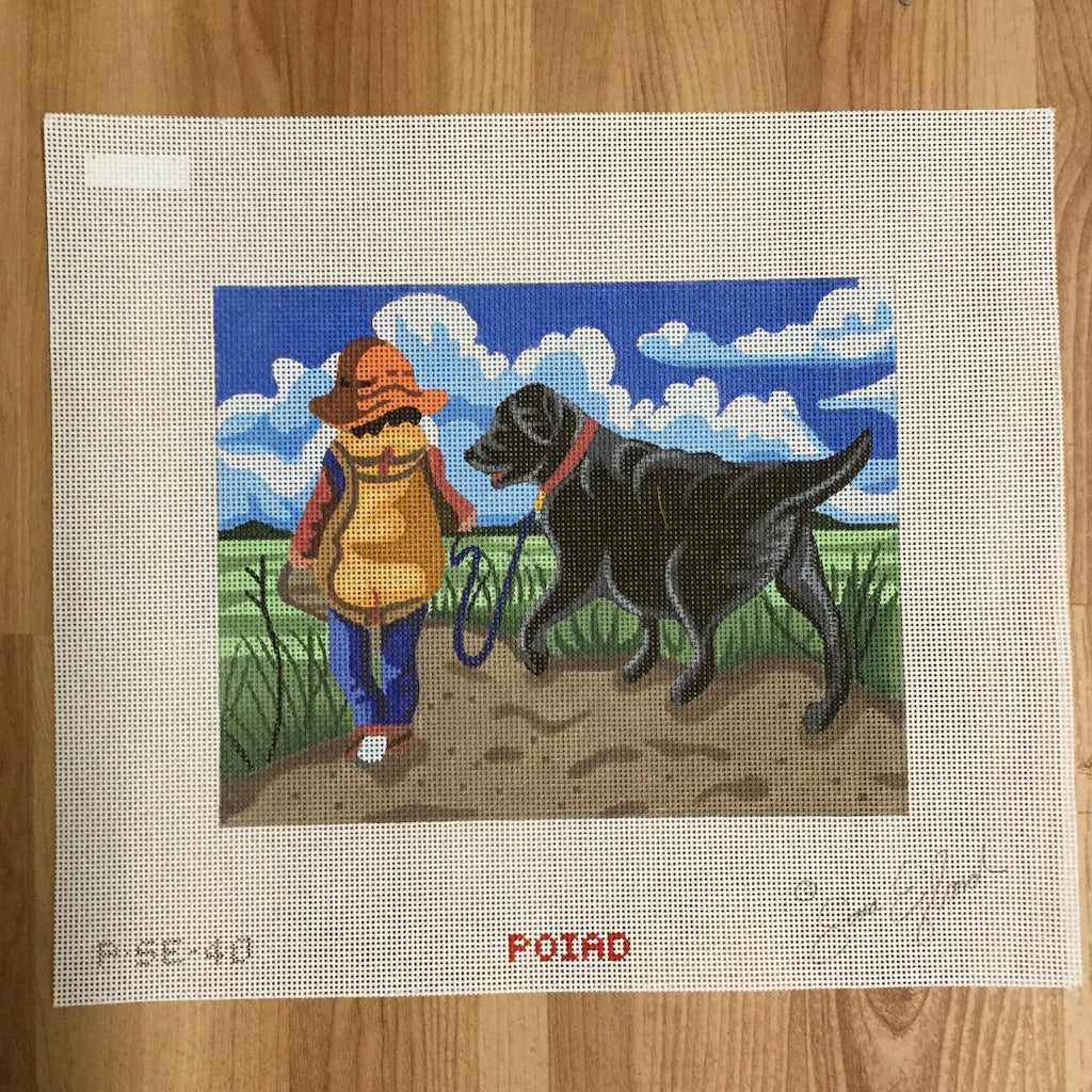 Boy in Field with Lab Canvas - KC Needlepoint