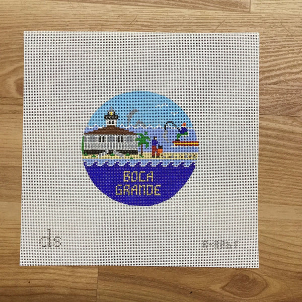 Boca Grande Travel Round Needlepoint Canvas KC Needlepoint