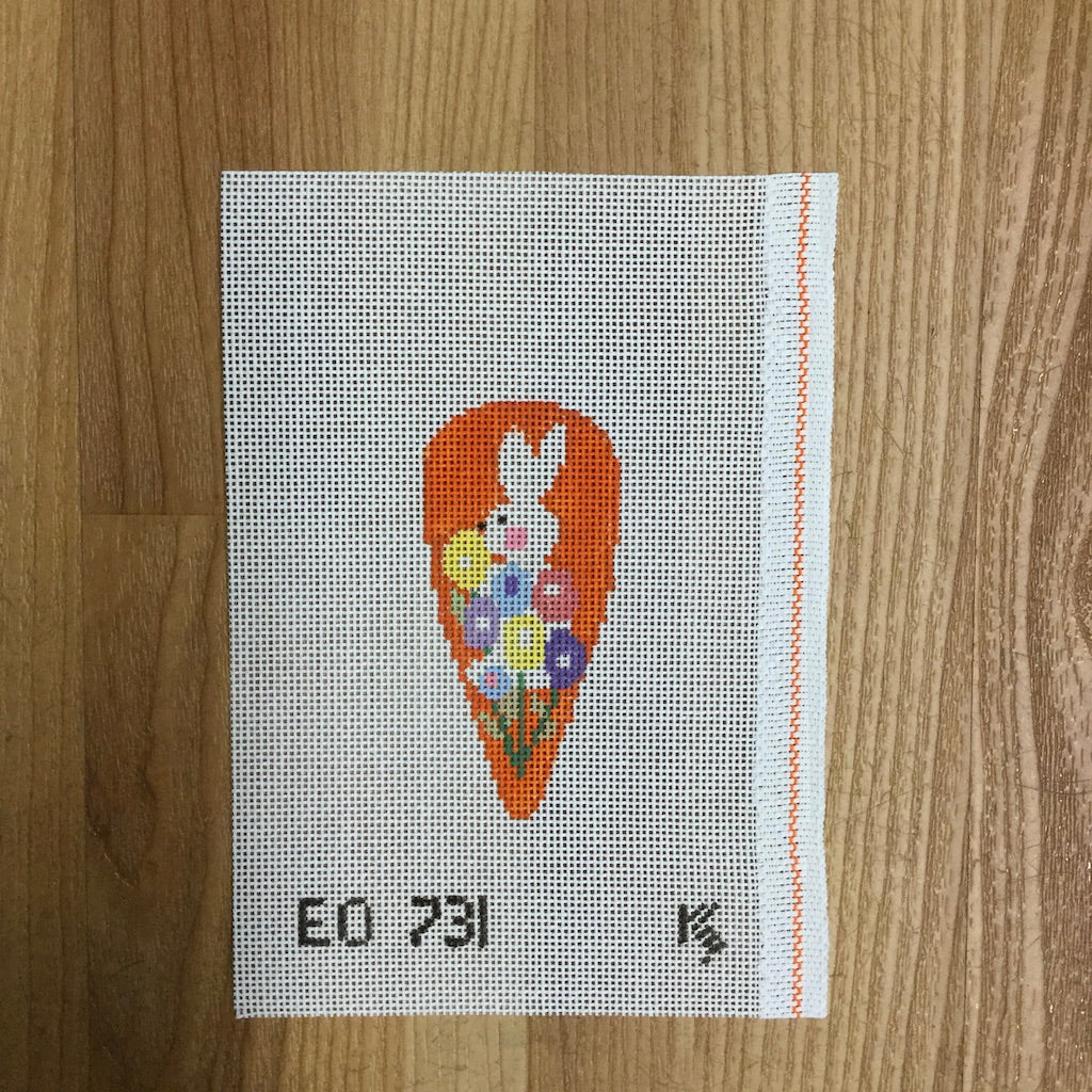 Bunny Profile Carrot Canvas - KC Needlepoint