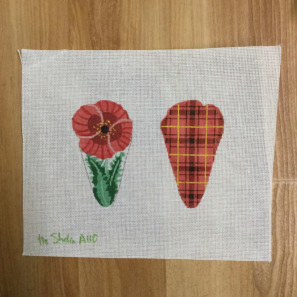 Red Flower Scissor Case Canvas - KC Needlepoint