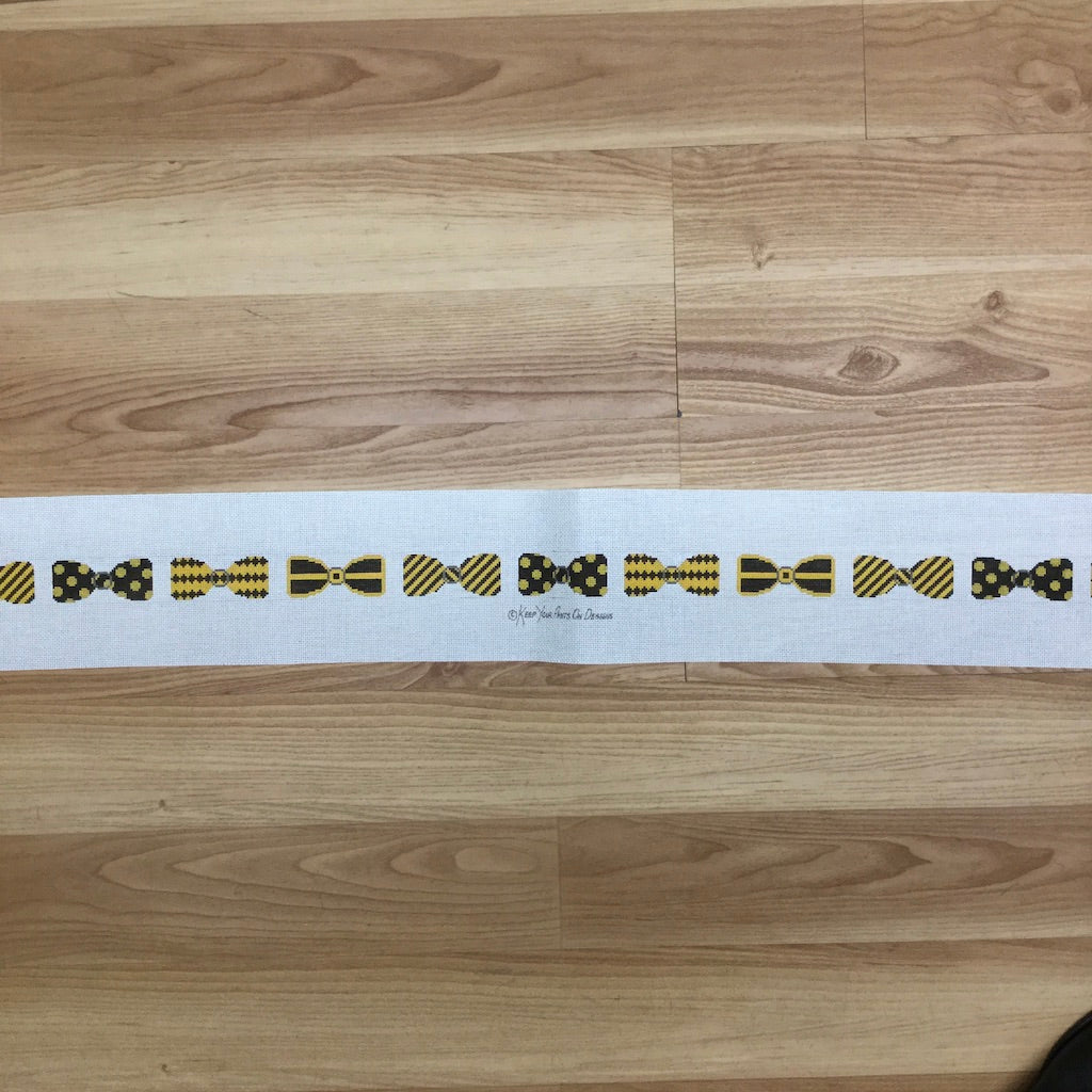 Black and Gold Bow Tie Belt - KC Needlepoint