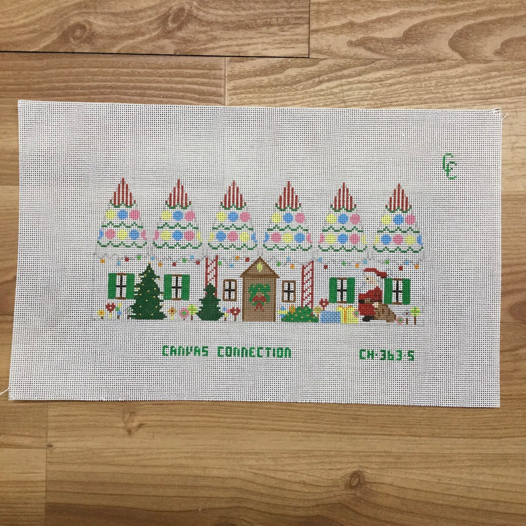 Christmas House Carousel Canvas - KC Needlepoint