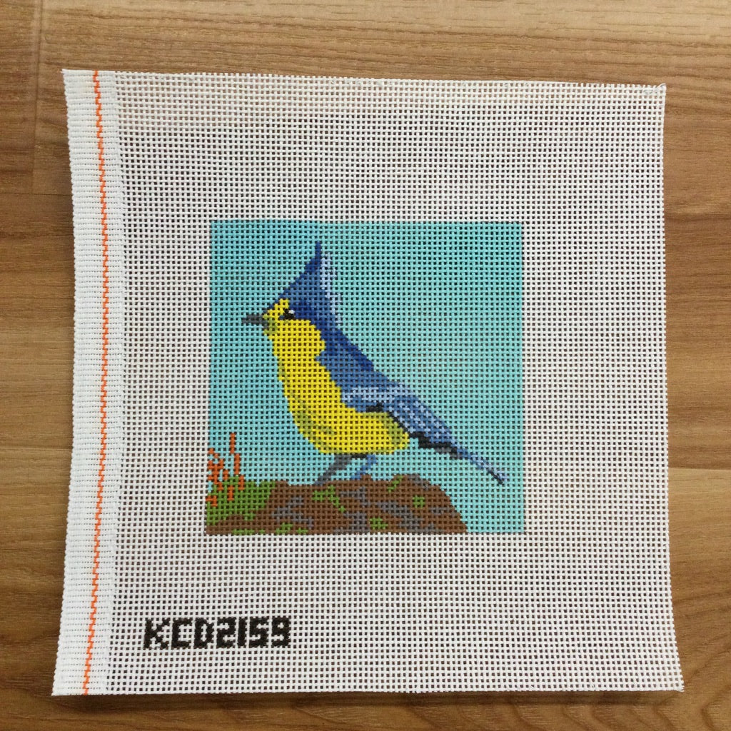 Blue Bird with Yellow Breast Canvas - needlepoint