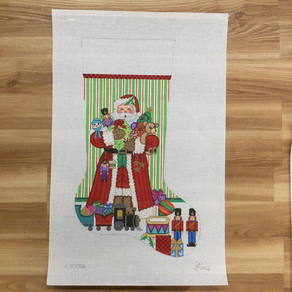 Santa with Boy Toys Stocking 7328 - KC Needlepoint