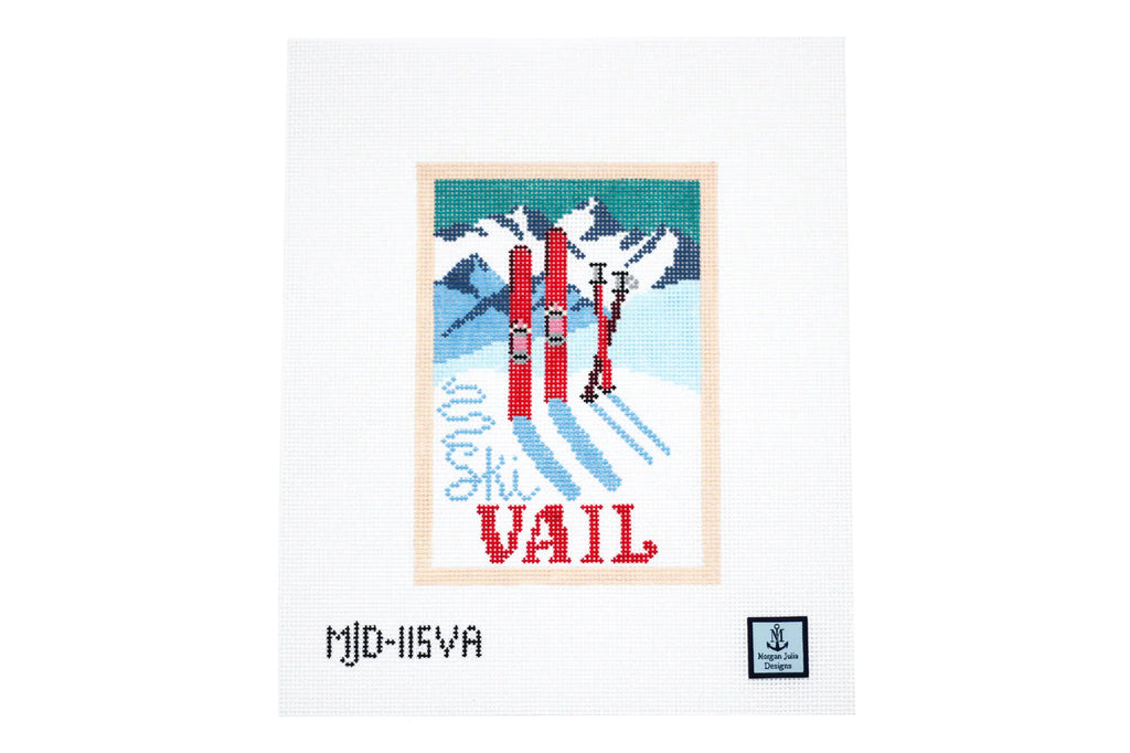 Vail Vintage Ski Postcard Canvas - KC Needlepoint
