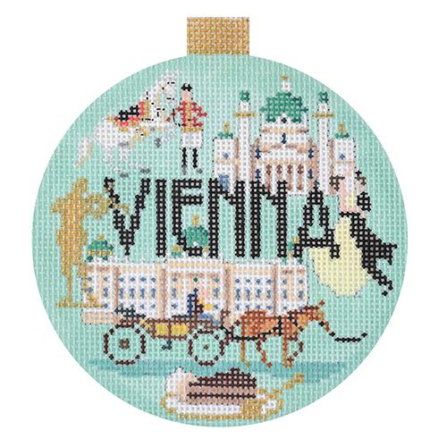 Vienna Travel Round Canvas - KC Needlepoint