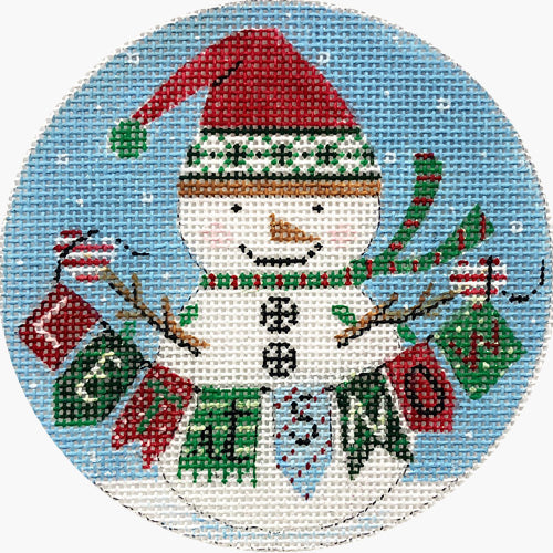 Snowman with Sign Canvas - KC Needlepoint