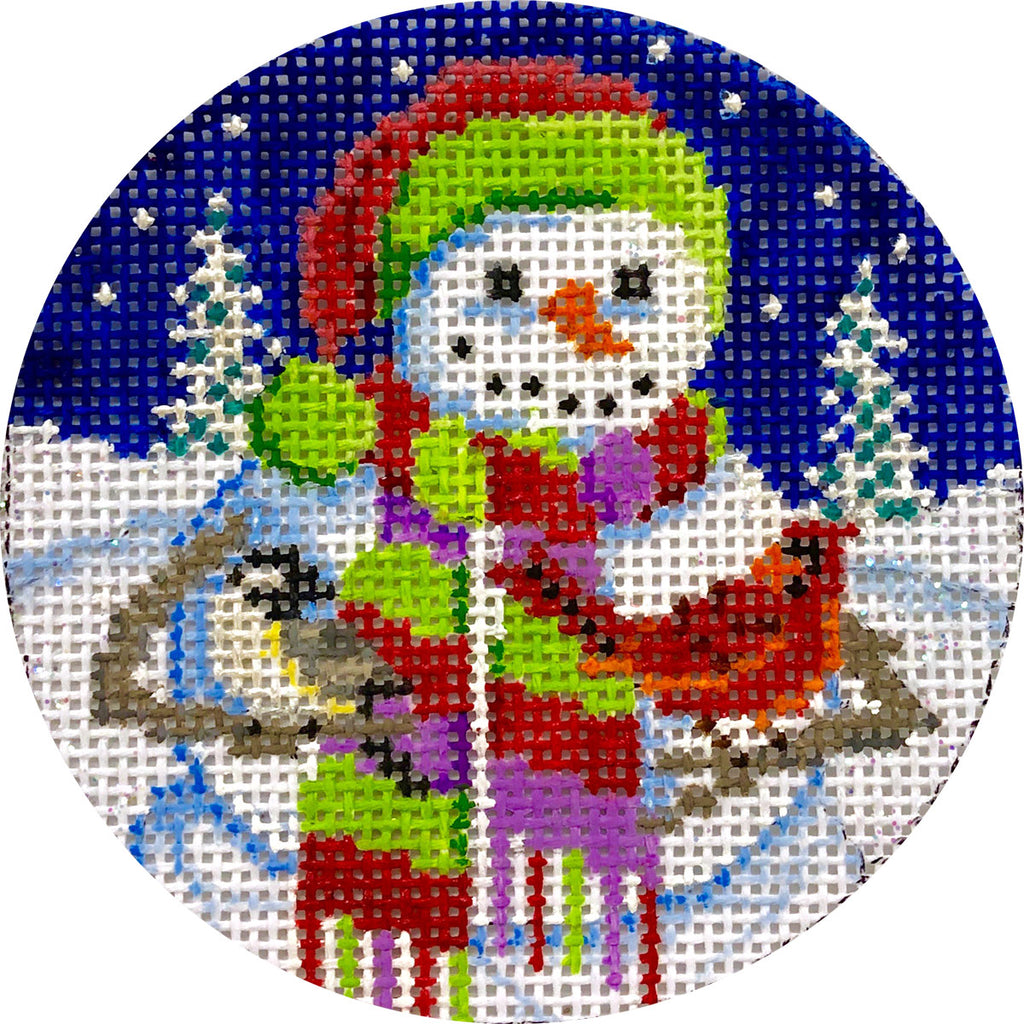 Snowman in Scarf Canvas - KC Needlepoint