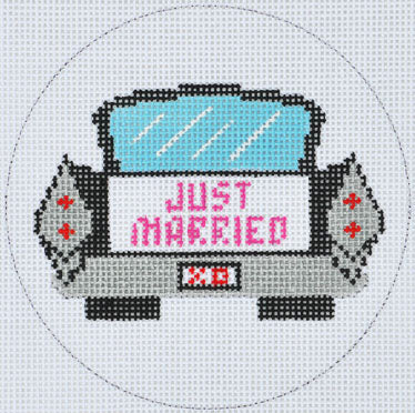 Just Married Cadillac Canvas - KC Needlepoint