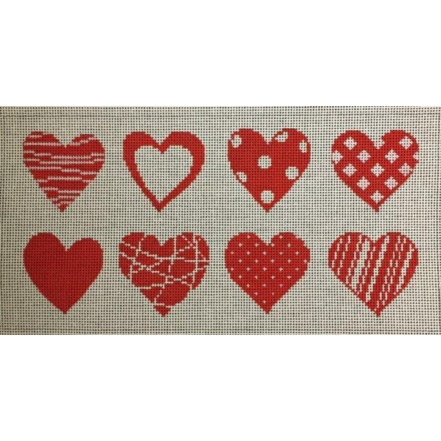Eight Hearts Needlepoint Canvas - KC Needlepoint