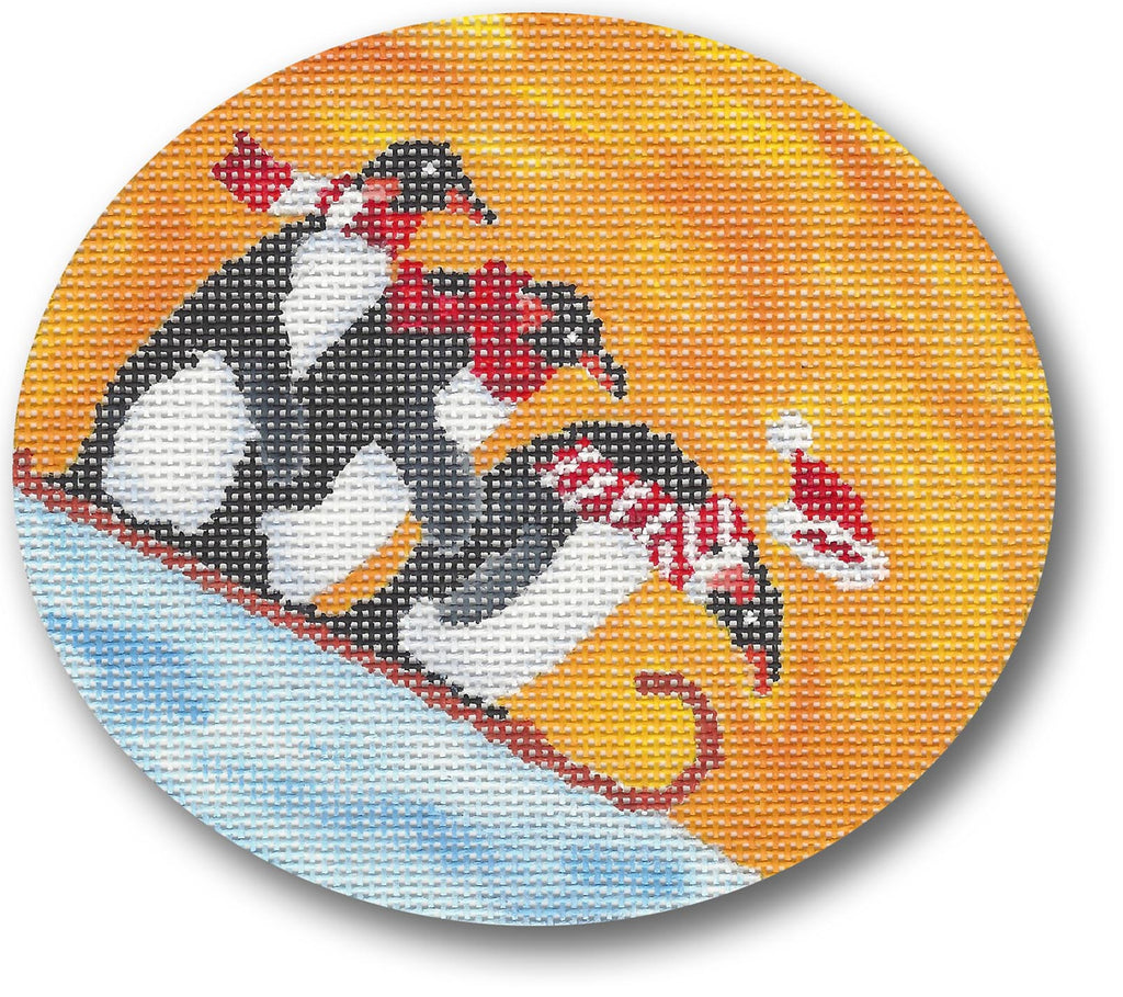 Penguins Sledding Canvas - KC Needlepoint