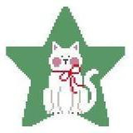 White Cat Star Canvas - KC Needlepoint