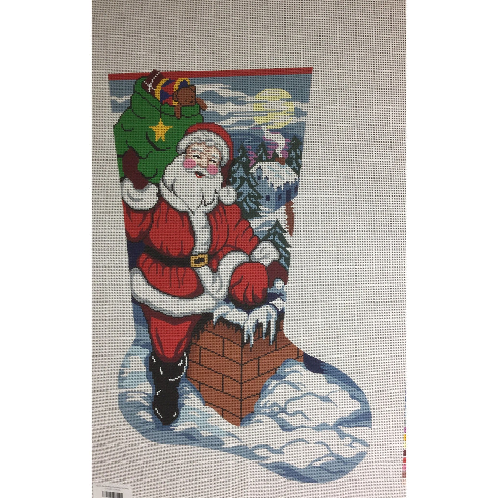 Up on the Rooftop Christmas Stocking - KC Needlepoint